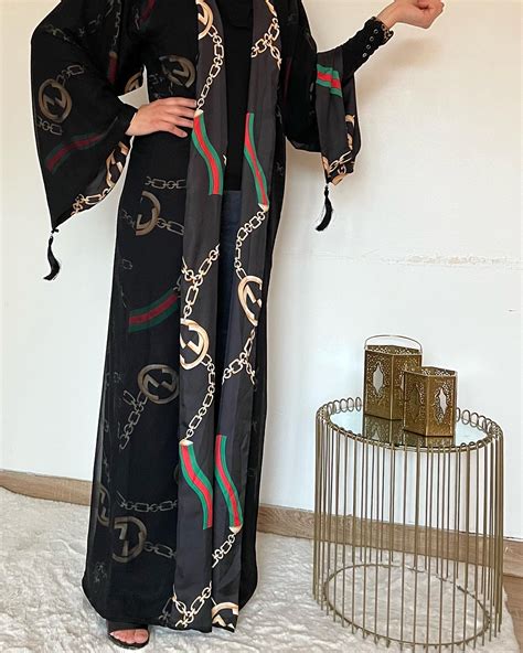 Gucci Print Front Open Abaya – FARZ ABAYA